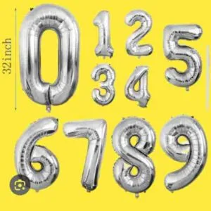 GLOBO PLATEADO NUMERO "5" 32 Pulgadas 85 cms aprox