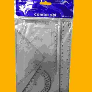 SET DE GEOMETRIA *RIGIDO* TRANSPARENTE 20 CMS, 4 PIEZAS NEO ART