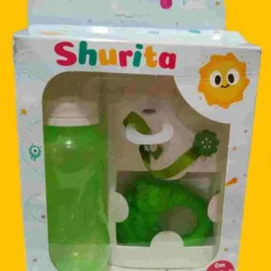 BABY SET EN CAJA SHURITA: mamadera, chupete, portachupete, mordillo