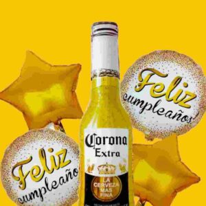 GLOBO 5 PIEZAS "CERVEZA CORONA EXTRA" Globo principal 70 cms aprox y 4 de 45 cms aprox - Image 1