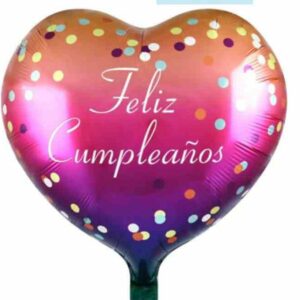 GLOBO "CORAZON FUCSIA FELIZ CUMPLEAÑOS" 18 pulgadas 50 cms aprox