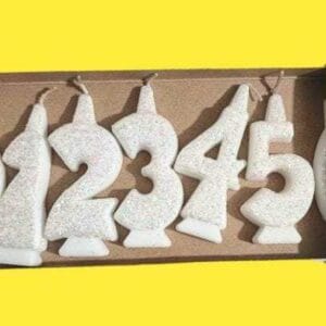 VELA NUMEROTE GRANDE "BLANCO" con Glitter