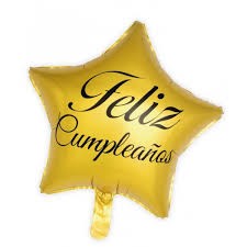 GLOBO "ESTRELLA DORADA FELIZ CUMPLEAÑOS" 18 pulgadas 50 cms aprox