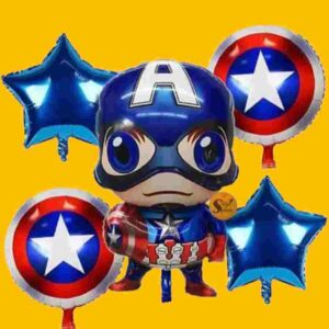 GLOBO 5 PIEZAS "CAPITAN AMERICA" Globo principal 70 cms aprox y 4 de 45 cms aprox - Image 1