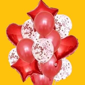 GLOBO 14 PIEZAS "ROJO" incluye globos confeti - Image 1