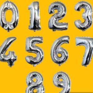GLOBO PLATEADO NUMERO "4" 16 pulgadas 45 cms aprox