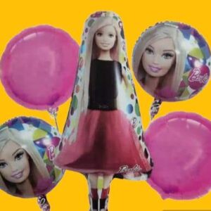 GLOBO 5 PIEZAS "BARBY BARBIE" Globo principal 70 cms aprox y 4 de 45 cms aprox - Image 1
