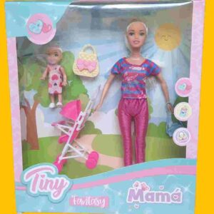 MUÑECA EN CAJA TINY "MAMA EMBARAZADA, CON COCHE Y BEBE" - Image 2