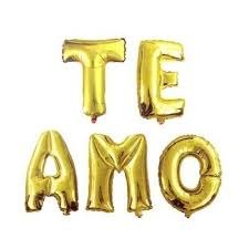 GLOBO 5 PIEZAS "TE AMO" COLOR "DORADO" 16 Pulgadas 45 cms aprox