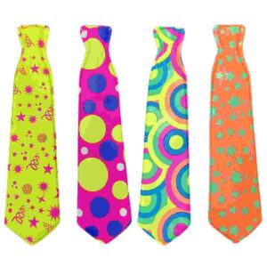 CORBATA PLASTICA FLUOR x 1 variedad de colores y diseños - Image 1