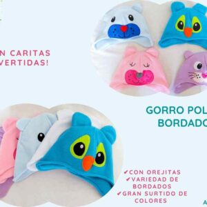 GORRO GORRITO BEBE POLAR BORDADO SHURITA variedad de diseños