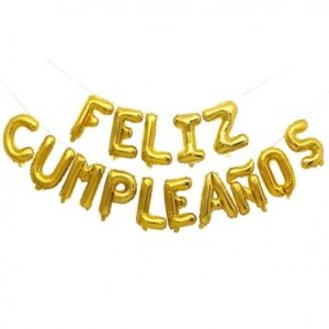 GLOBO 15 PIEZAS "FELIZ CUMPLEAÑOS" COLOR "DORADO" 16 Pulgadas 45 cms aprox