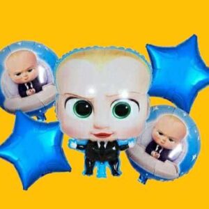 GLOBO 5 PIEZAS "BOSS BABY BEBE TRAJE" Globo principal 70 cms aprox y 4 de 45 cms aprox - Imagen 1
