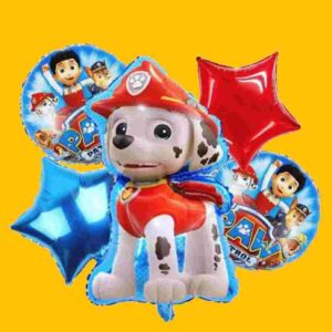 GLOBO 5 PIEZAS "PATRULLA CANINA PAW" Globo principal 70 cms aprox y 4 de 45 cms aprox - Imagen 1