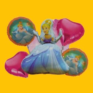 GLOBO 5 PIEZAS "PRINCESAS DISNEY" Globo principal 70 cms aprox y 4 de 45 cms aprox - Imagen 1