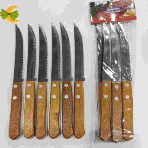 SET CUCHILLO MANGO DE MADERA X 6 UNIDADES - Image 1