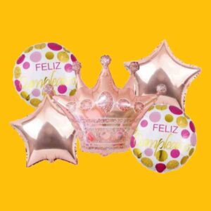 GLOBO 5 PIEZAS "CORONA THE KING" Globo principal 70 cms aprox y 4 de 45 cms aprox - Image 1