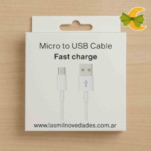 CABLE USB V8 ORIGINAL BLANCO FAST CHARGE - Image 1