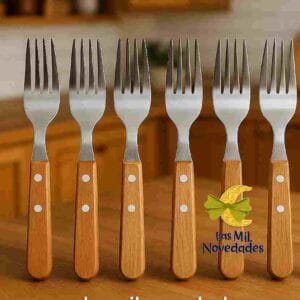 SET TENEDOR MANGO DE MADERA X 6 UNIDADES
