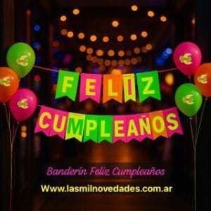 BANDERIN FELIZ CUMPLEAÑOS variedad de colores - Imagen 1