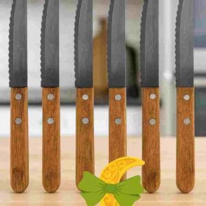 SET CUCHILLO con 6 unidades ¨*MANGO DE MADERA¨*