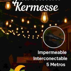 LUCES DE KERMESSE 5 MTS IMPERMEABLE INTERCONECTABLE (No incluye focos)