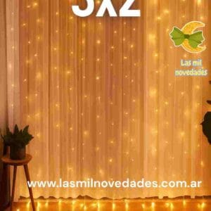 CORTINA DE LUZ 3 x 2 METROS "calido" con enchufe