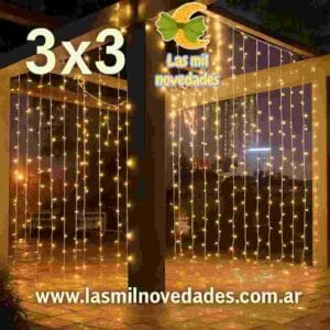 CORTINA DE LUZ 3 x 3 METROS "Calido" con enchufe