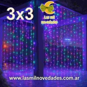 CORTINA DE LUZ 3 x 3 METROS "multicolor" con enchufe