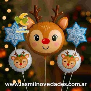 GLOBO 5 PIEZAS "NAVIDAD" Globo principal 70 cms aprox y 4 de 45 cms aprox - Imagen 3