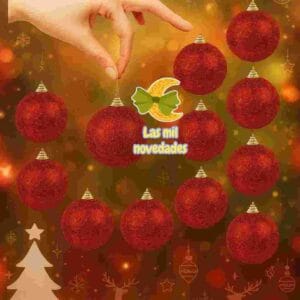 ADORNO PELOTITA Navideña x 6 unidades lisas o con brillos variedad de colores