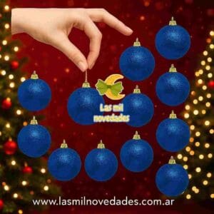 ADORNO PELOTITA Navideña x 6 unidades lisas o con brillos variedad de colores - Imagen 3