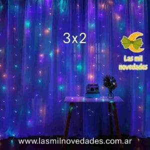 CORTINA DE LUZ 3 x 2 METROS "MULTICOLOR" con enchufe