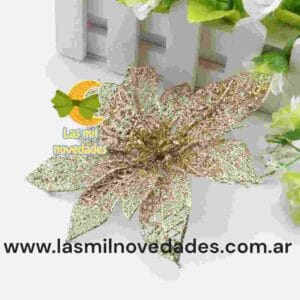 ADORNO "FLOR" x 2 "COLGANTE BRILLOS" NAVIDEÑO variedad de colores