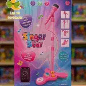 MICROFONO CON BASE Y LUZ MUSIC CONECTA CELULAR variedad de colores - Imagen 1