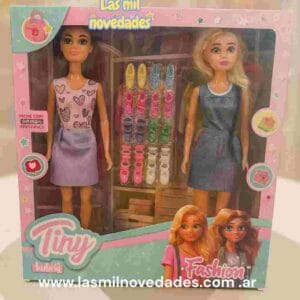 MUÑECA TINY DOS HERMANAS FASHION CON MUCHOS ZAPATOS