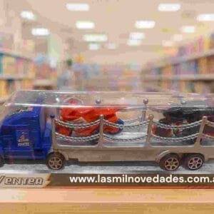 CAMION CON ACOPLADO Y MOTITOS en burbuja - Imagen 1