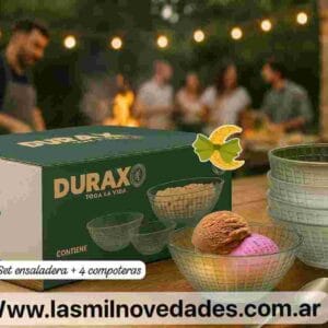 SET DE 4 COMPOTERAS CON 1 ENSALADERA EN CAJA DURAX - Imagen 1