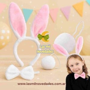 SET DE CONEJO CONEJITO 3 PIEZAS (Vincha, colita y moño)