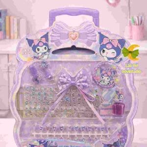 SET VALIJA UÑAS UÑITAS CON ESMALTE MOÑOS Y PEGATINAS