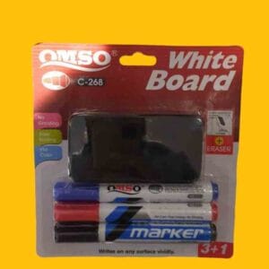 BLISTER con **3 FIBRONES MARCADORES PARA PIZARRA CON BORRADOR**