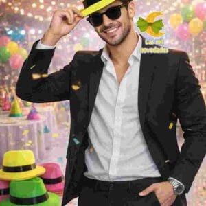 SOMBRERO  **FUNYI FLUO** con cinta negra PLAST - Imagen 1