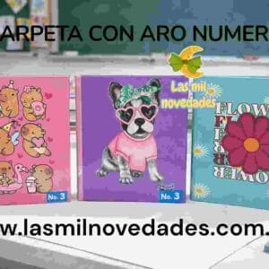 CARPETA NUM 3 LINEA ECO "CON AROS" ESTAMPADA VARIOS DISEÑOS - Imagen 1