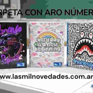 CARPETA NUM 3 LINEA ECO "CON AROS" ESTAMPADA VARIOS DISEÑOS - Imagen 2