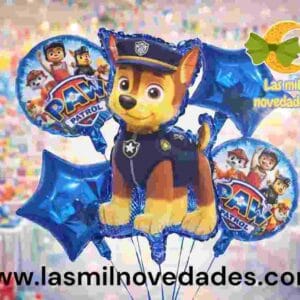 GLOBO 5 PIEZAS "PATRULLA CANINA PAW" Globo principal 70 cms aprox y 4 de 45 cms aprox - Imagen 1