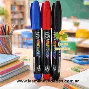 FIBRON MARCADOR x 3 **EN BOLSITA** (ROJO, AZUL, NEGRO) - Imagen 1