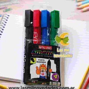 FIBRON MARCADOR x 4 UU (Negro, rojo, azul y verde) - Imagen 1