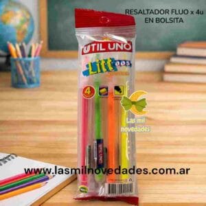RESALTADOR FLUO x 4 EN BOLSITA UU - Imagen 1