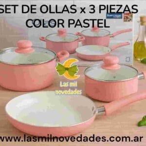 SET DE OLLA X 3 PIEZAS COLOR PASTEL