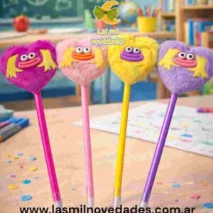 LAPICERA CORAZON MOÑO o CARITA *PELUCHE* variedad de colores - Imagen 1